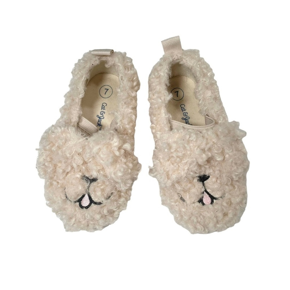 Cat & Jack Faux Fur Slip On Shoes Toddler Girl Size 7 Tan - Picture 3 of 8